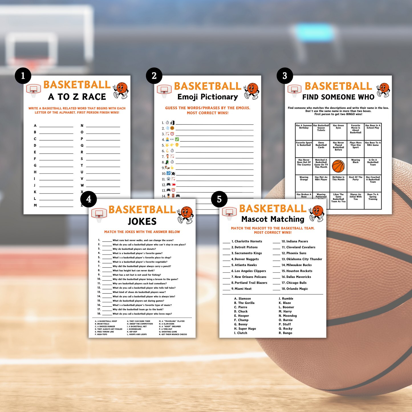 Basketball Games Bundle | Printable Basketball Team Party Game