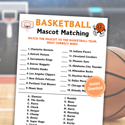 Basketball Mascot Matching Game | Basketball Trivia Game