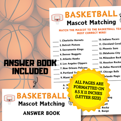 Basketball Mascot Matching Game | Basketball Trivia Game