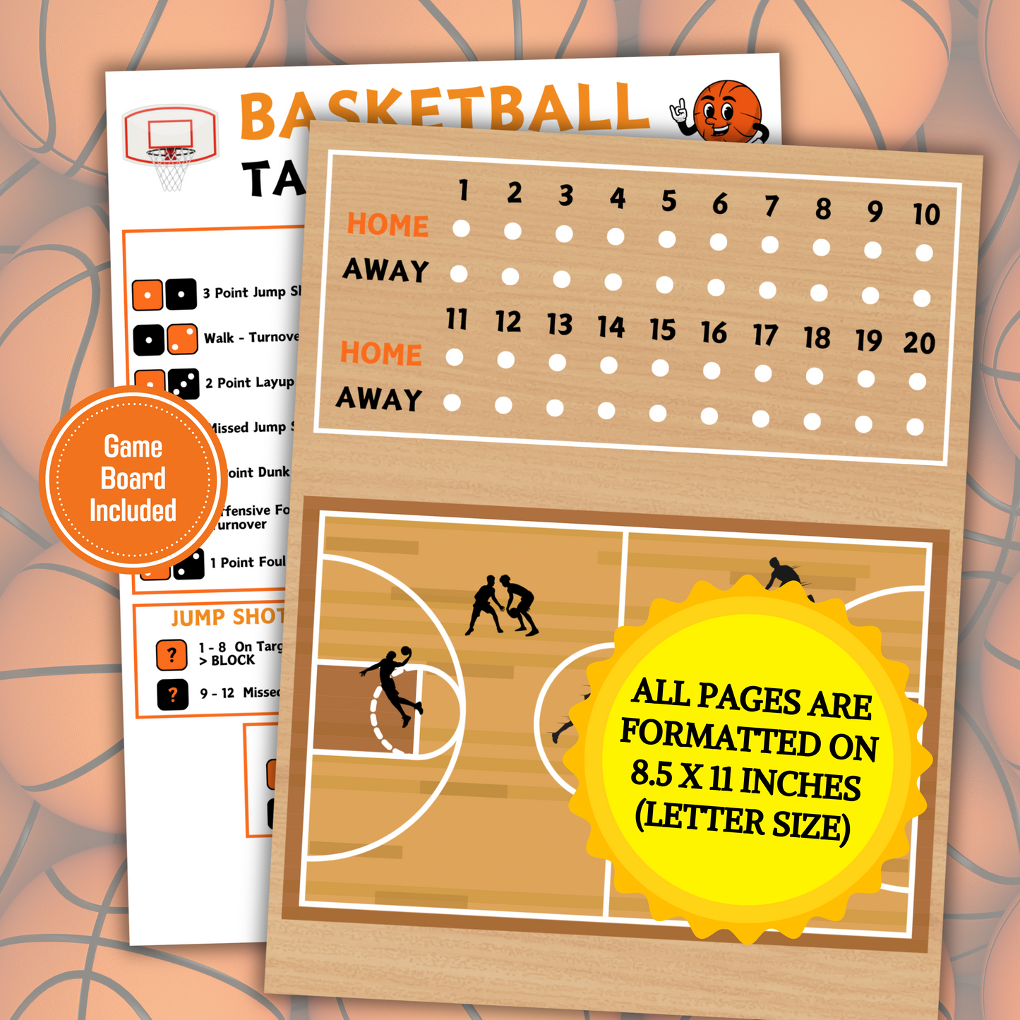 Basketball Tabletop Game | Printable Basketball Dice Game