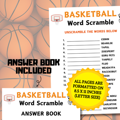 Basketball Word Scramble Game | Basketball Unscramble Words Game