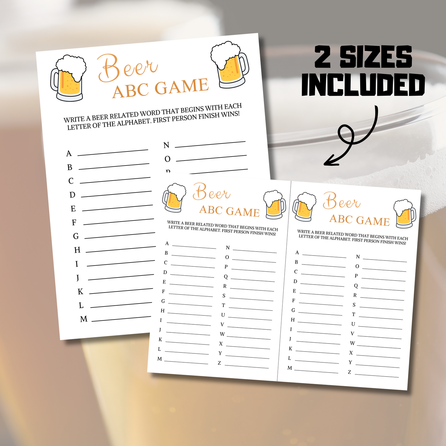 Beer ABC Game | Printable Alphabet Race Game