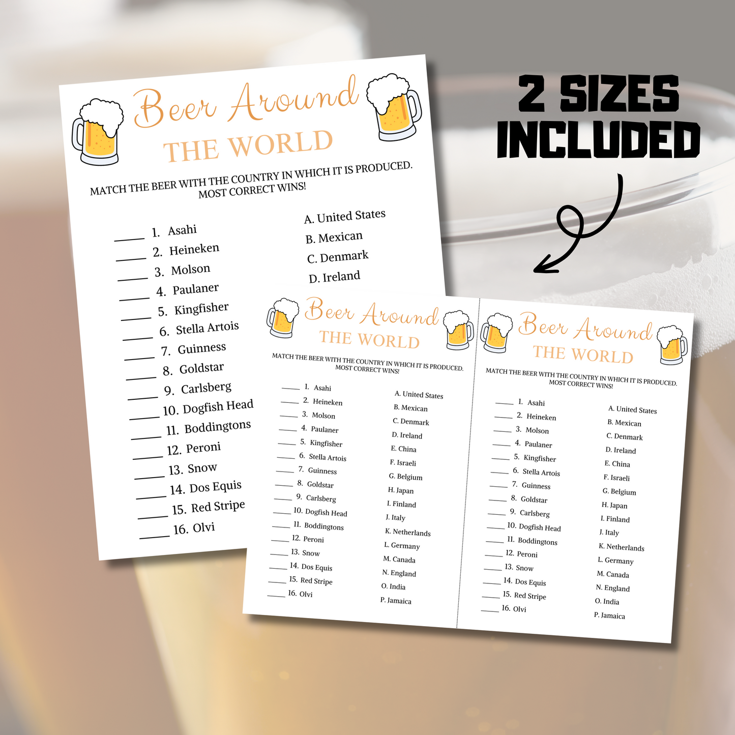 Beer Around The World Game | Printable Oktoberfest Beers of the World Games