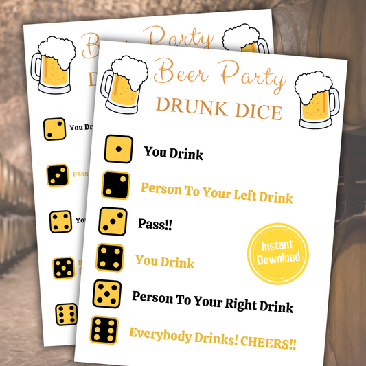 Beer Drunk Dice Game | Printable Left Right Drinking Game