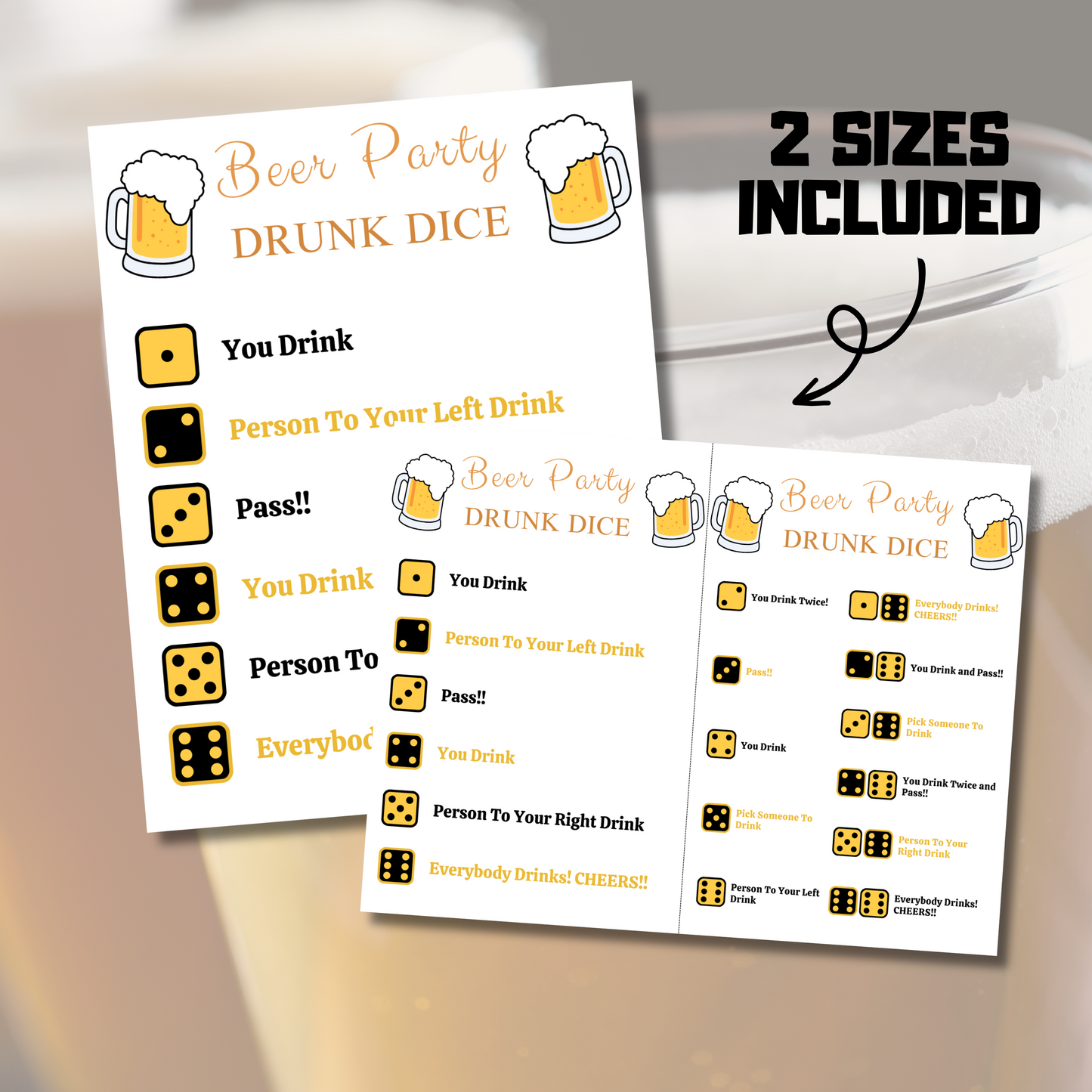 Beer Drunk Dice Game | Printable Left Right Drinking Game