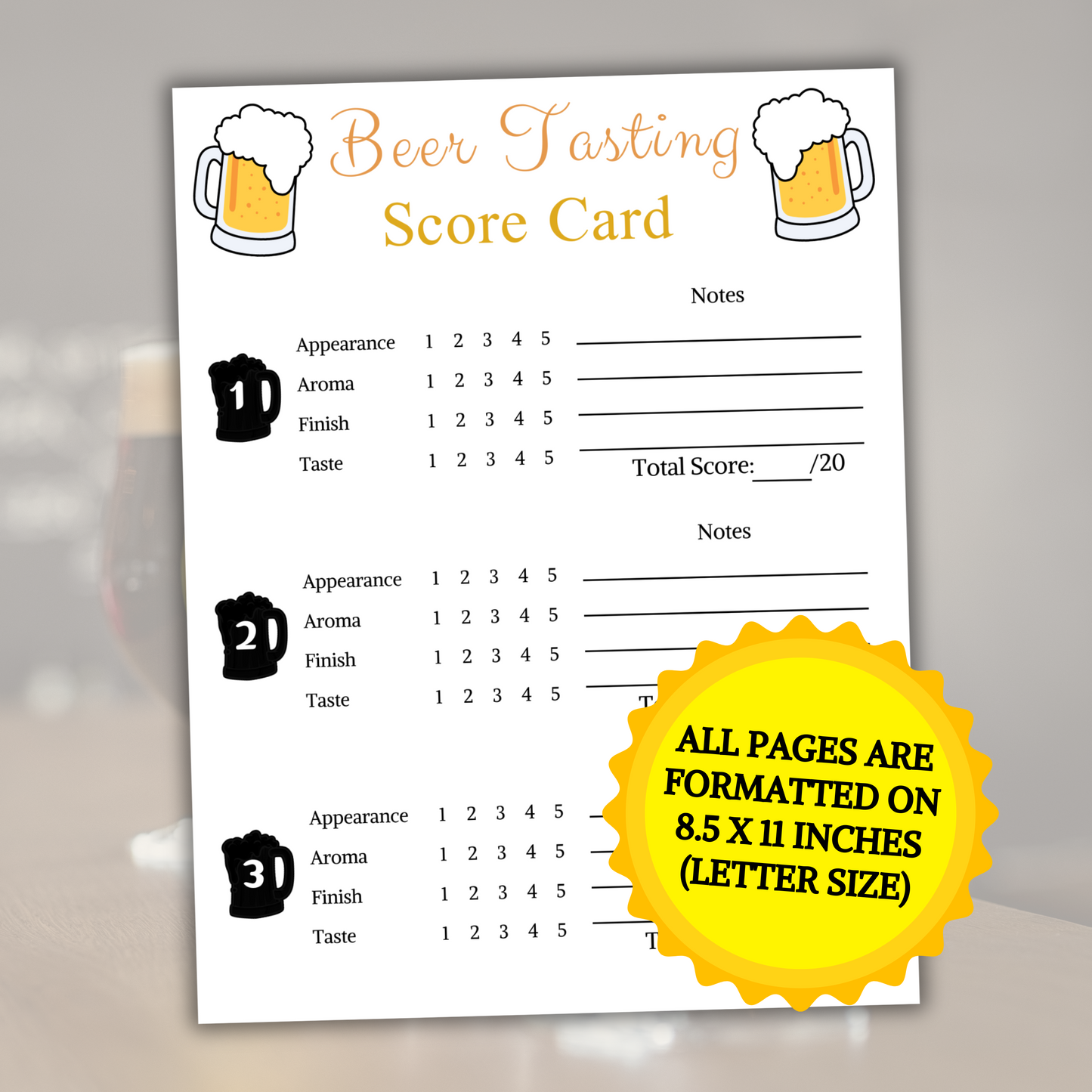 Beer Tasting Card | Printable Oktoberfest Beer Tasting Scorecard