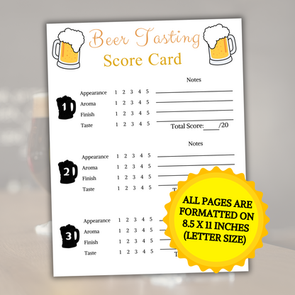 Beer Tasting Card | Printable Oktoberfest Beer Tasting Scorecard