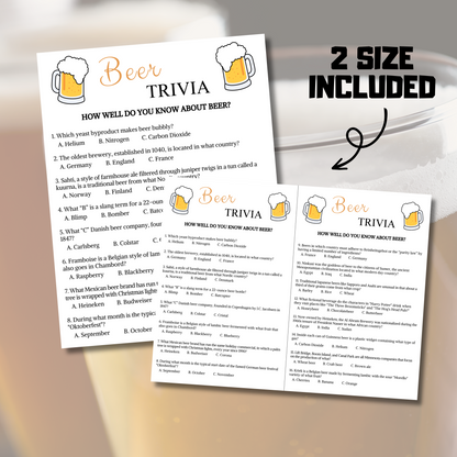 Beer Trivia Game | Printable Bar Trivia Game Cards