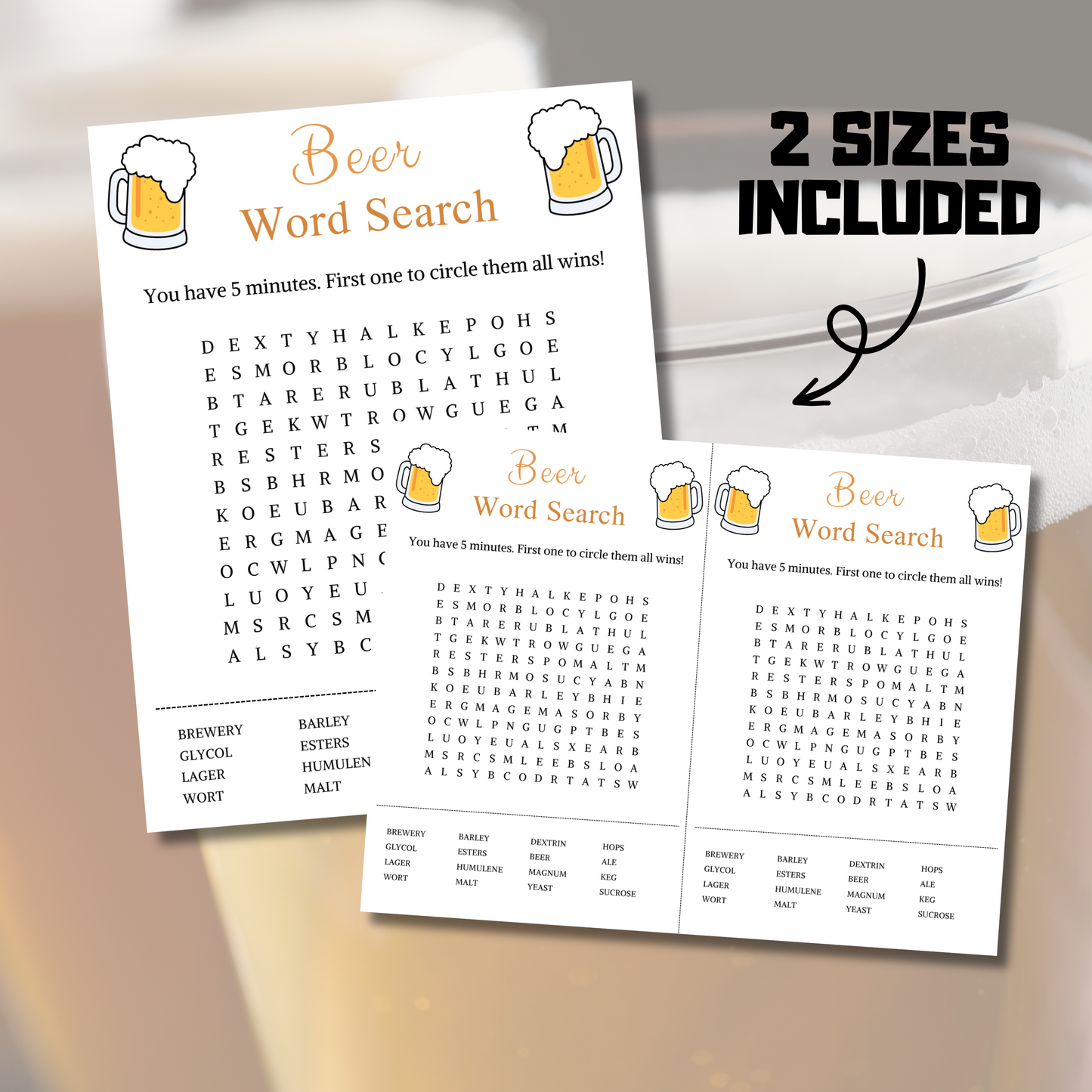 Beer Word Search Game | Printable Beer Word Search Puzzle Game