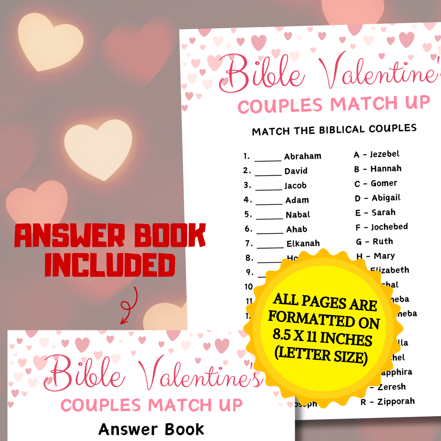 Bible Couples Matching Game | Valentine's Bible Couples Quiz