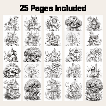 Blossom Fairy House Coloring Book 1: Blossom Fairy Houses 25 Pages Included