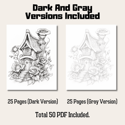 Blossom Fairy House Coloring Book 1: Blossom Fairy House Dark And Gray Versions Demo