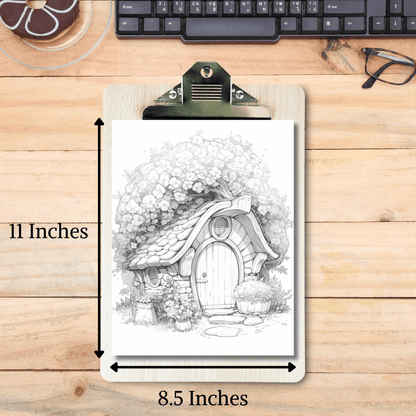 Blossom Fairy Houses Coloring Book, Ideal Gift for Art Lovers and Fairy Enthusiasts, Printable PDF