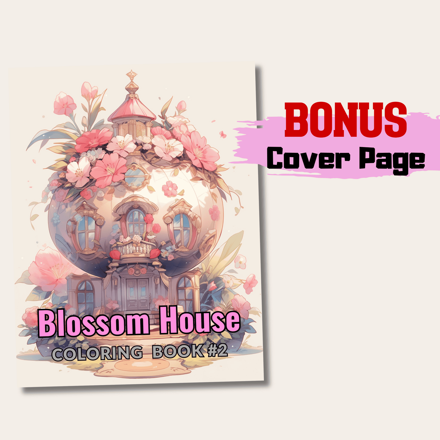 Blossom Fairy Houses Coloring Book, Ideal Gift for Art Lovers and Fairy Enthusiasts, Printable PDF