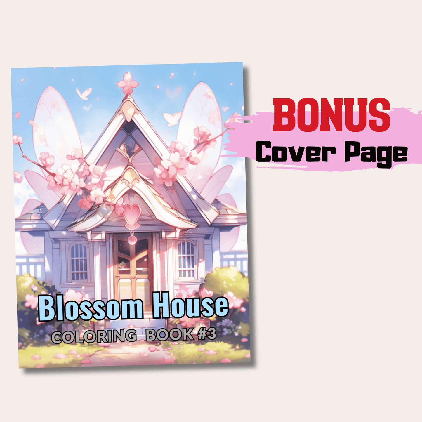 20 Pages Blossom Houses Coloring Book, Stress Relief and Mindfulness