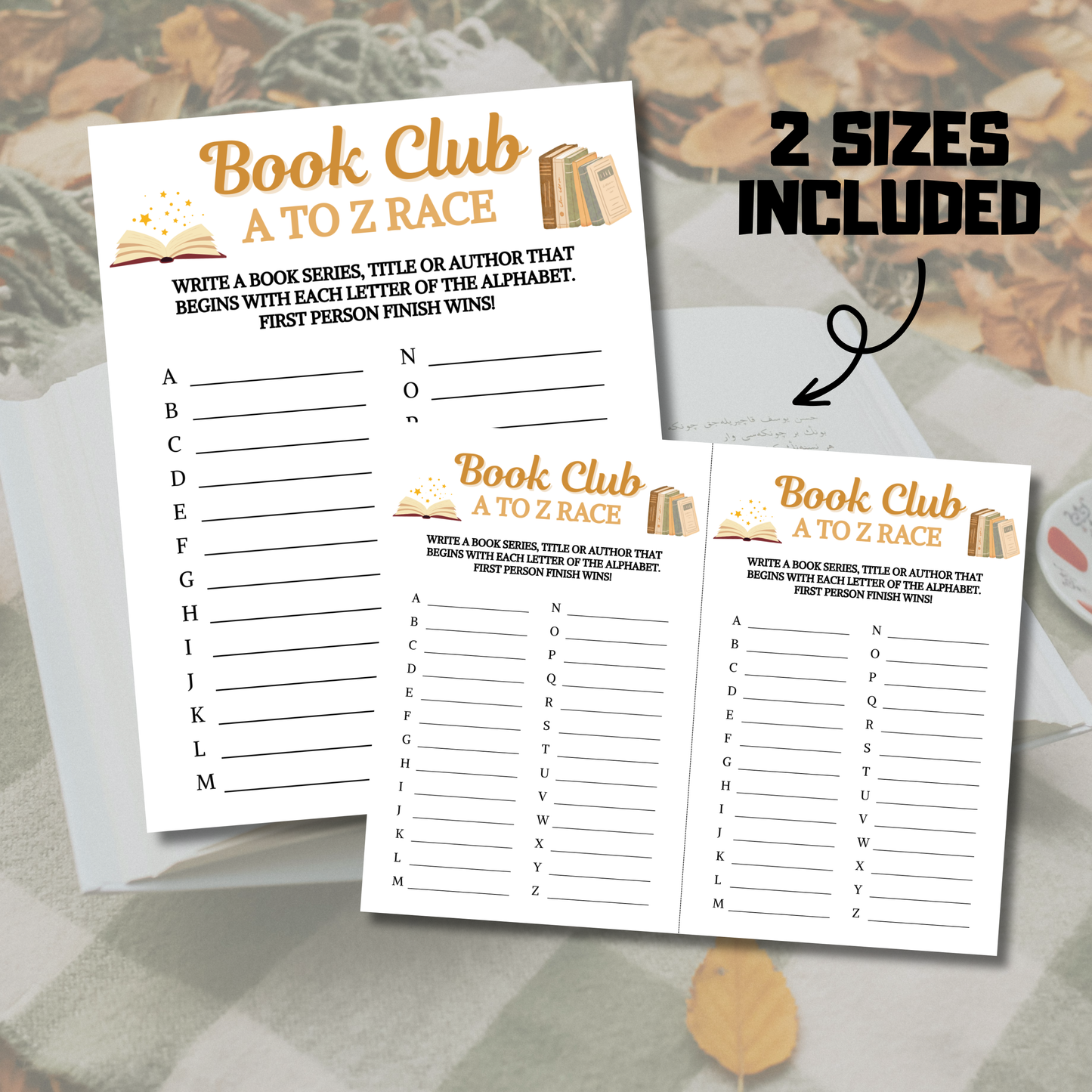 Book Club A To Z Race Game | Printable Book Club ABC Race Games