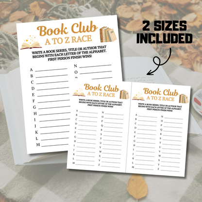 Book Club A To Z Race Game | Printable Book Club ABC Race Games