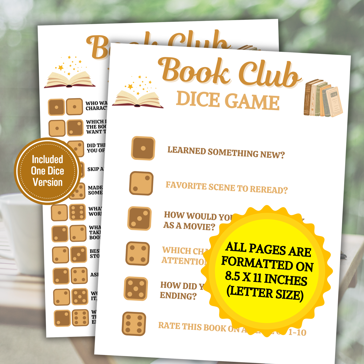 Book Club Dice Game | Get To Know You Dice Game