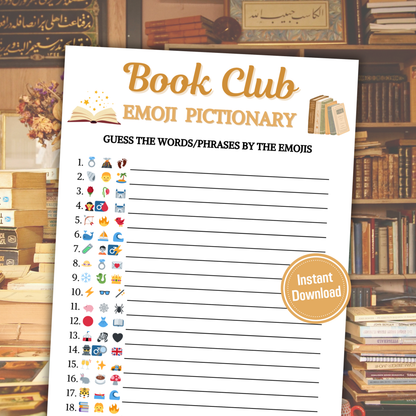 Book Club Emoji Pictionary Game | Printable Book Club Emoji Game