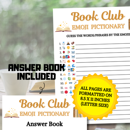 Book Club Emoji Pictionary Game | Printable Book Club Emoji Game