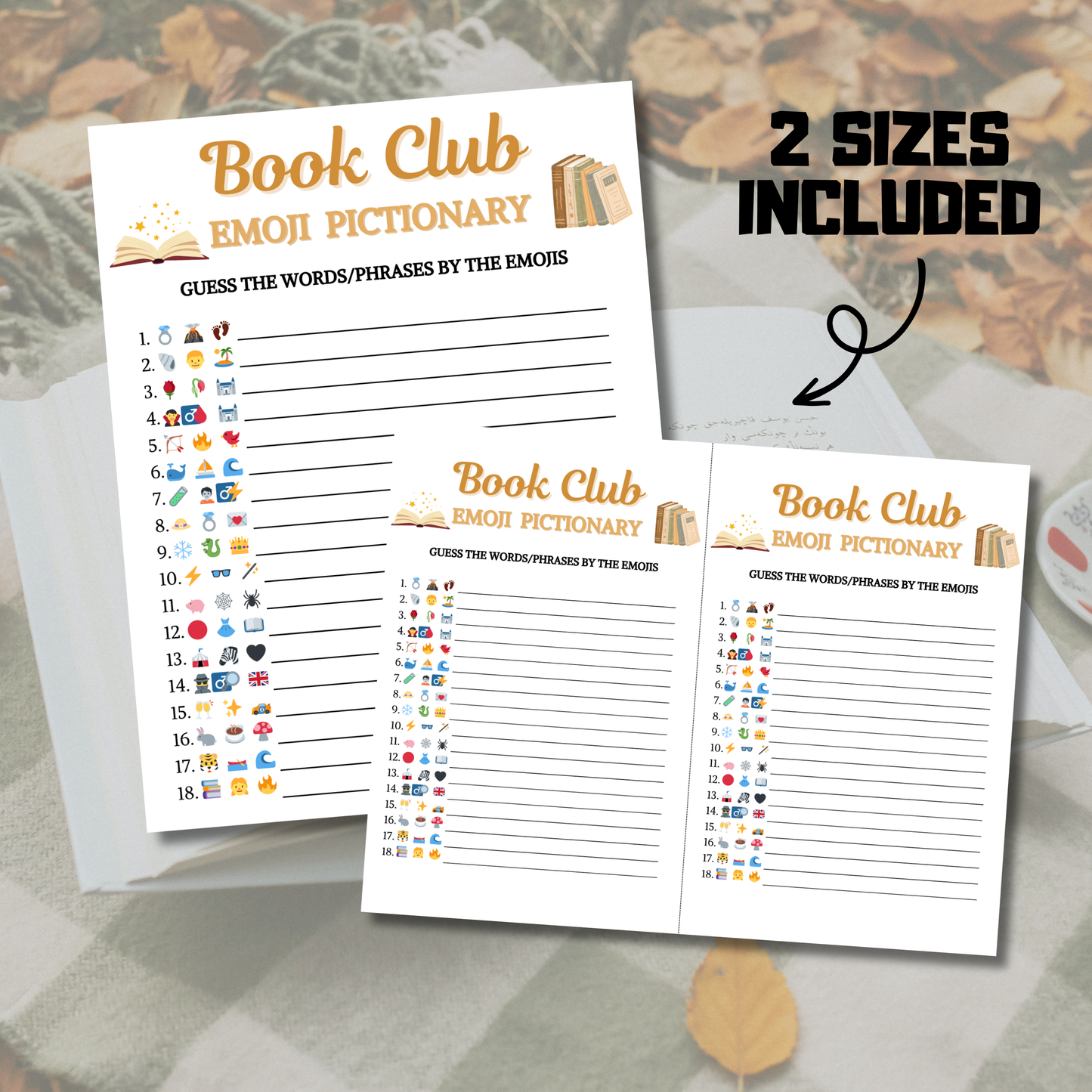 Book Club Emoji Pictionary Game | Printable Book Club Emoji Game