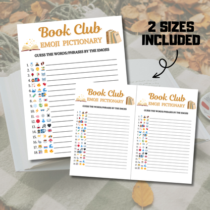 Book Club Emoji Pictionary Game | Printable Book Club Emoji Game