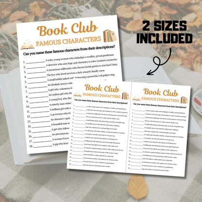 Book Club Famous Characters Game | Literary Character Match Up Quiz