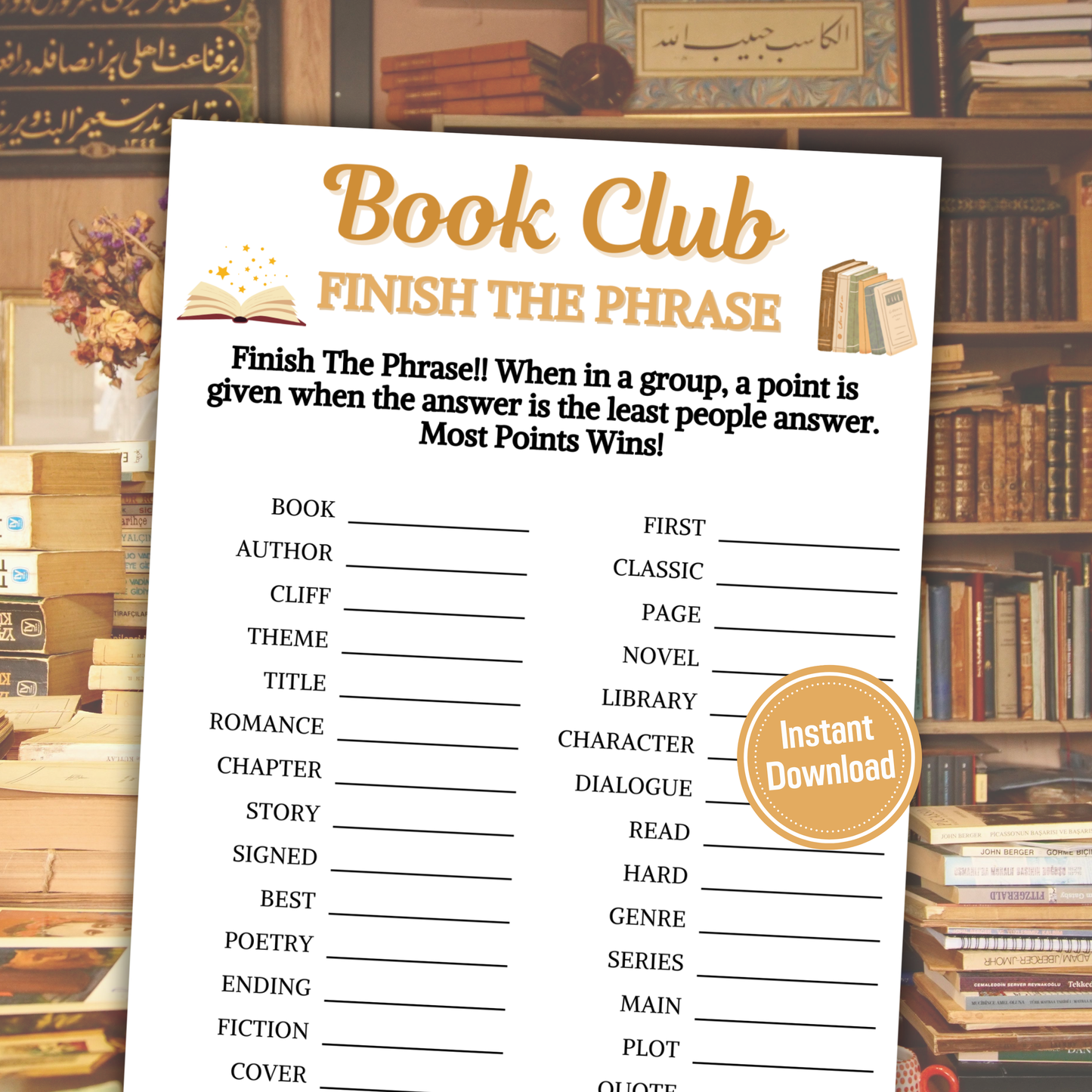 Book Club Finish The Phrase Game | Book Club Think Fast Game
