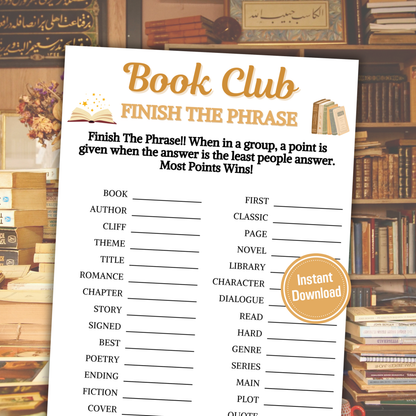 Book Club Finish The Phrase Game | Book Club Think Fast Game