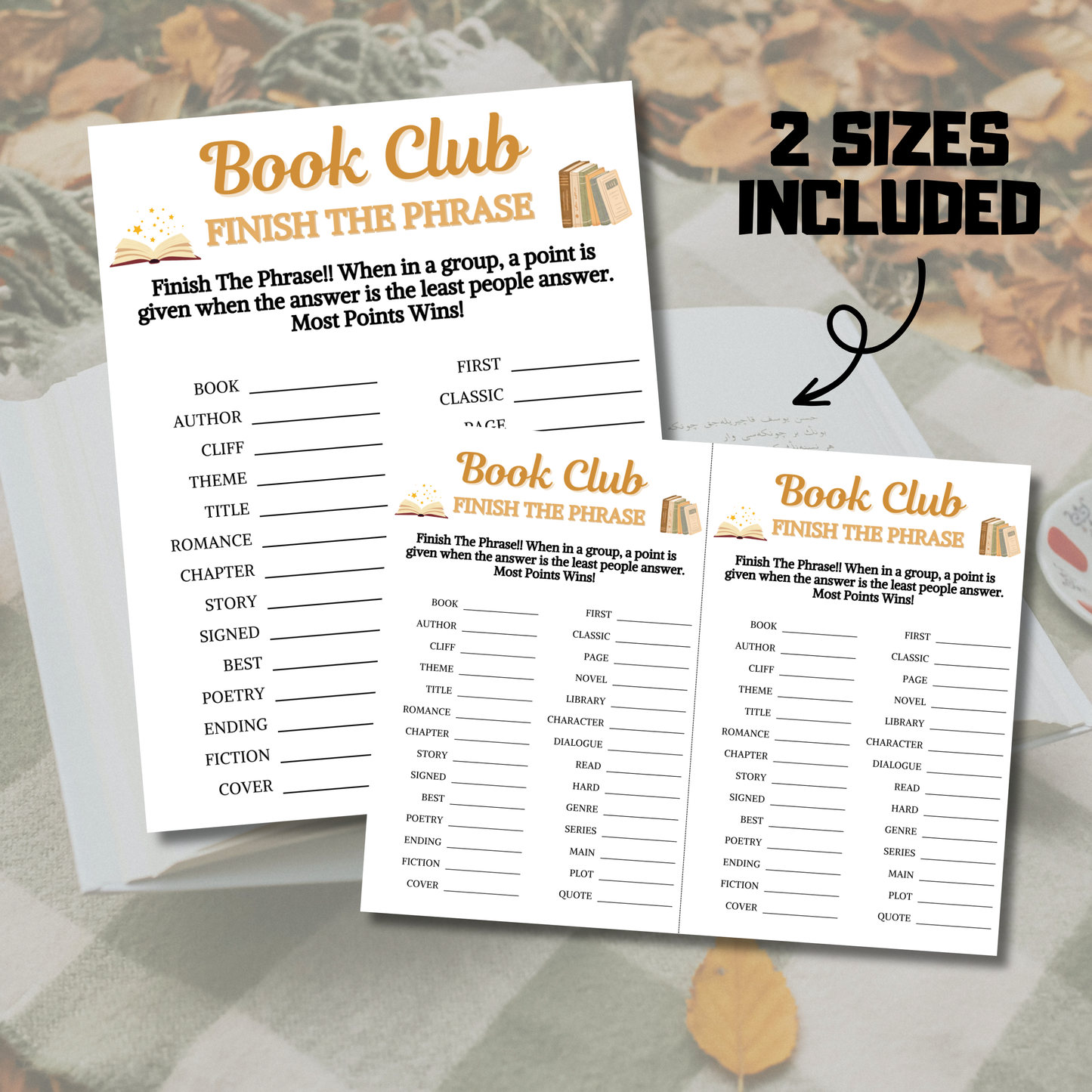 Book Club Finish The Phrase Game | Book Club Think Fast Game