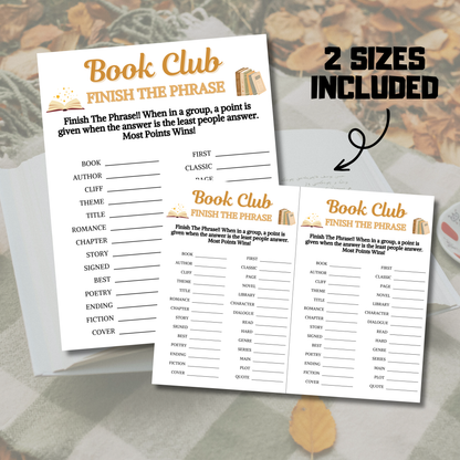 Book Club Finish The Phrase Game | Book Club Think Fast Game