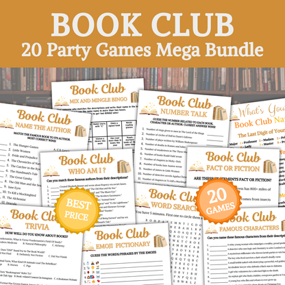 Book Club Games Bundle | Printable Book Club Party Game