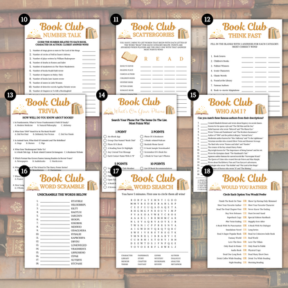 Book Club Games Bundle | Printable Book Club Party Game