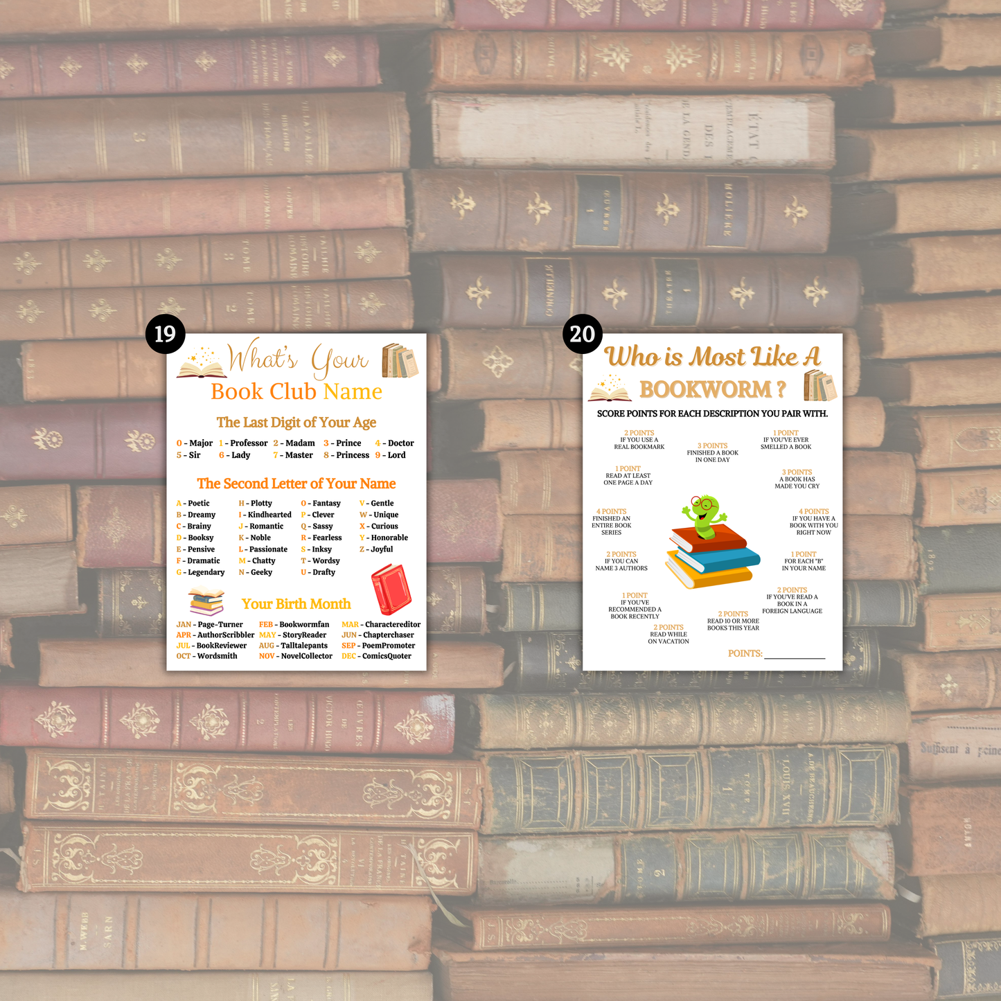 Book Club Games Bundle | Printable Book Club Party Game