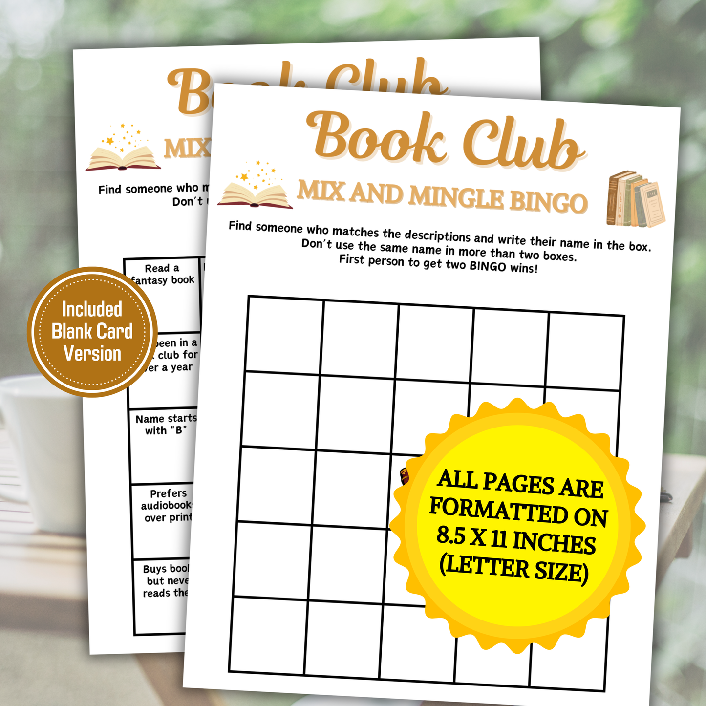 Book Club Mix and Mingle Bingo | Book Club Find the Guest Bingo