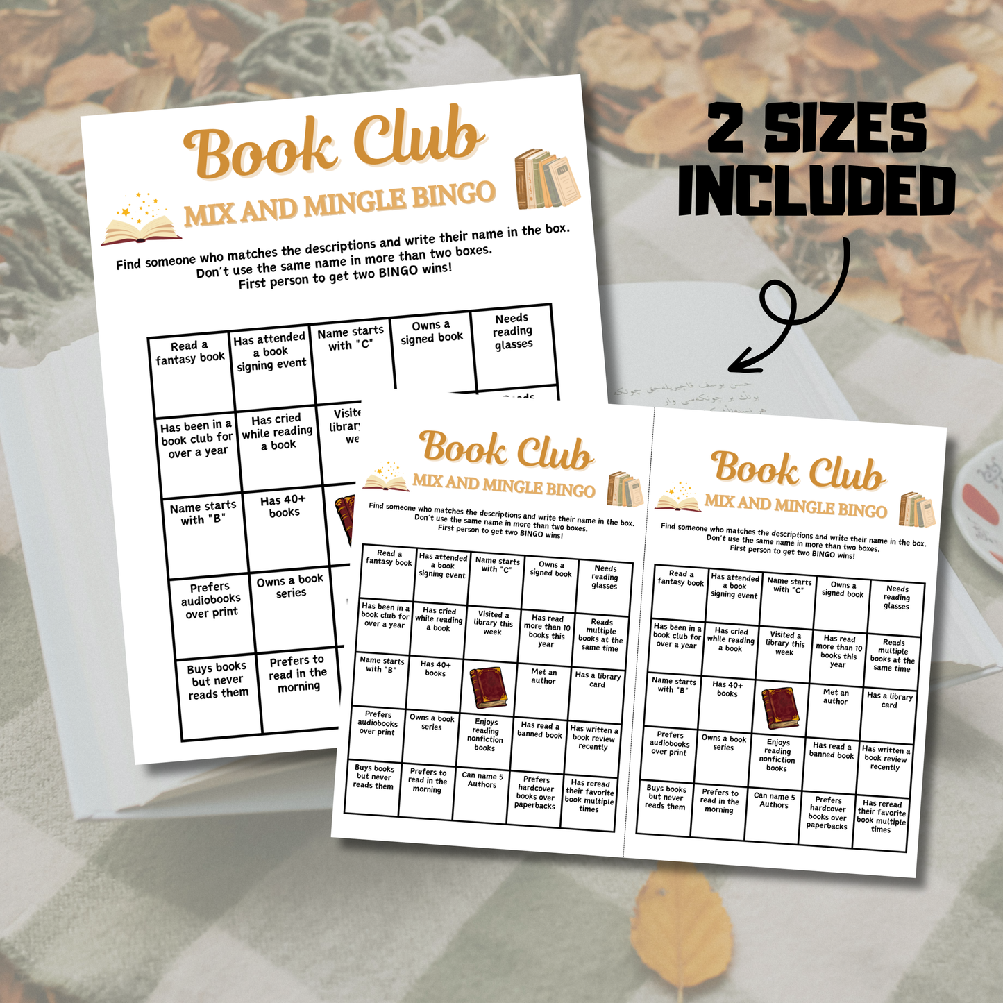 Book Club Mix and Mingle Bingo | Book Club Find the Guest Bingo