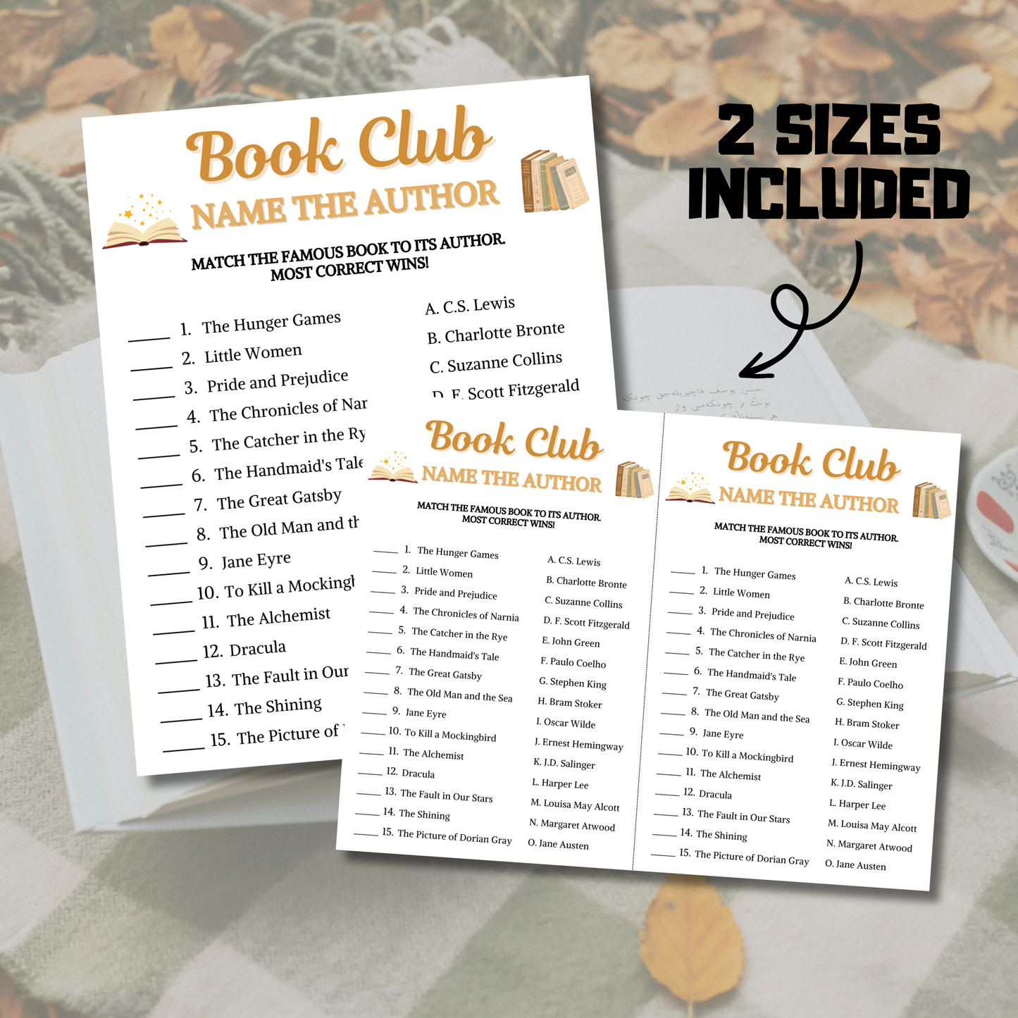Book Club Name The Author Game | Book Club Guess The Writer Game Printable