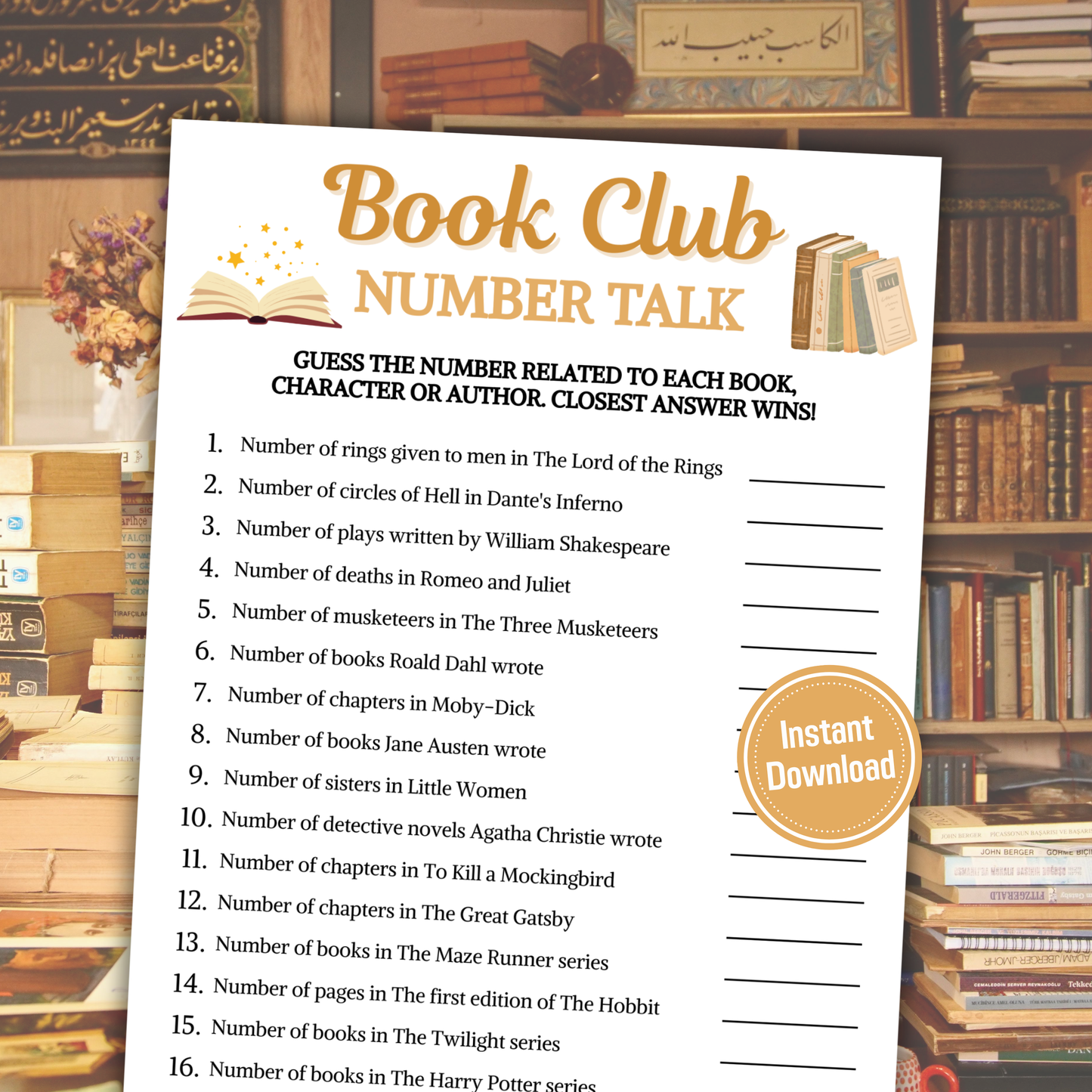 Book Club Number Talk Game | Book Club Guess Numbers Game Printable