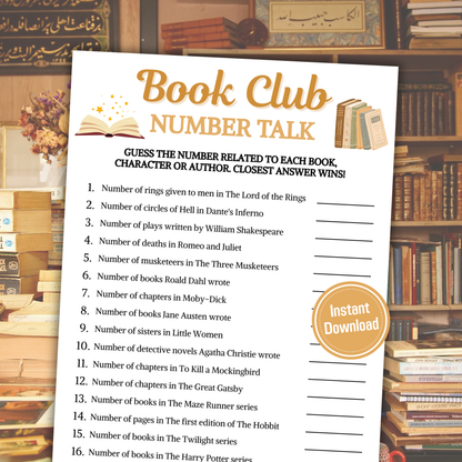 Book Club Number Talk Game | Book Club Guess Numbers Game Printable