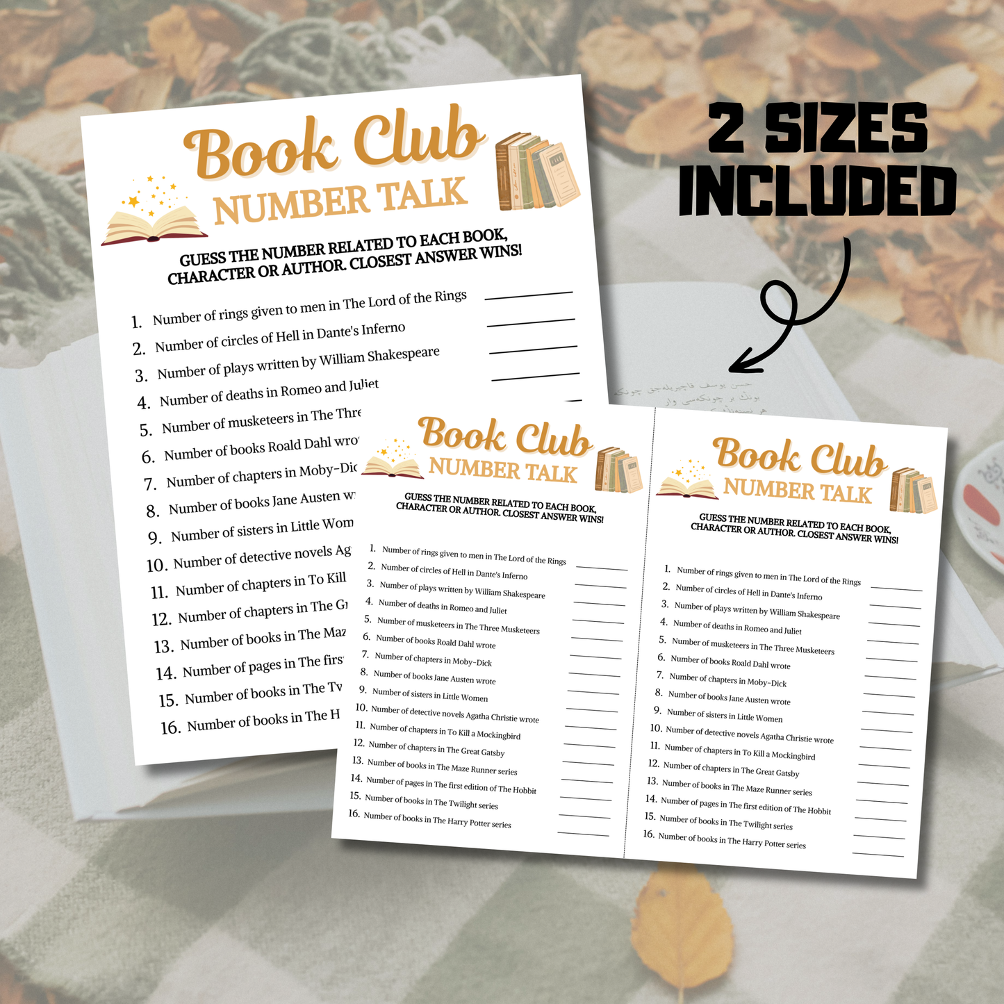 Book Club Number Talk Game | Book Club Guess Numbers Game Printable