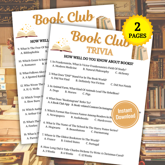 Book Club Trivia Game | Printable Book Club Trivia Quiz
