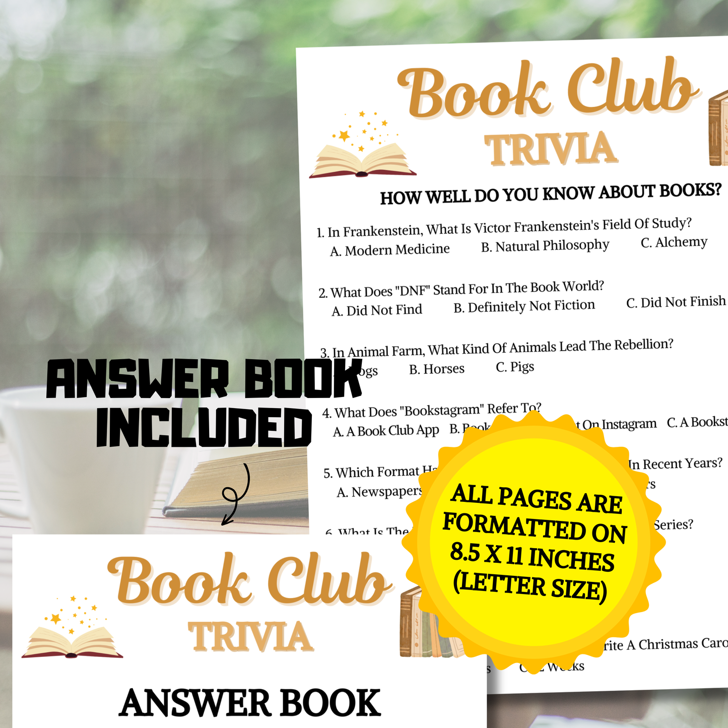 Book Club Trivia Game | Printable Book Club Trivia Quiz