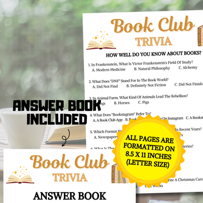Book Club Trivia Game | Printable Book Club Trivia Quiz