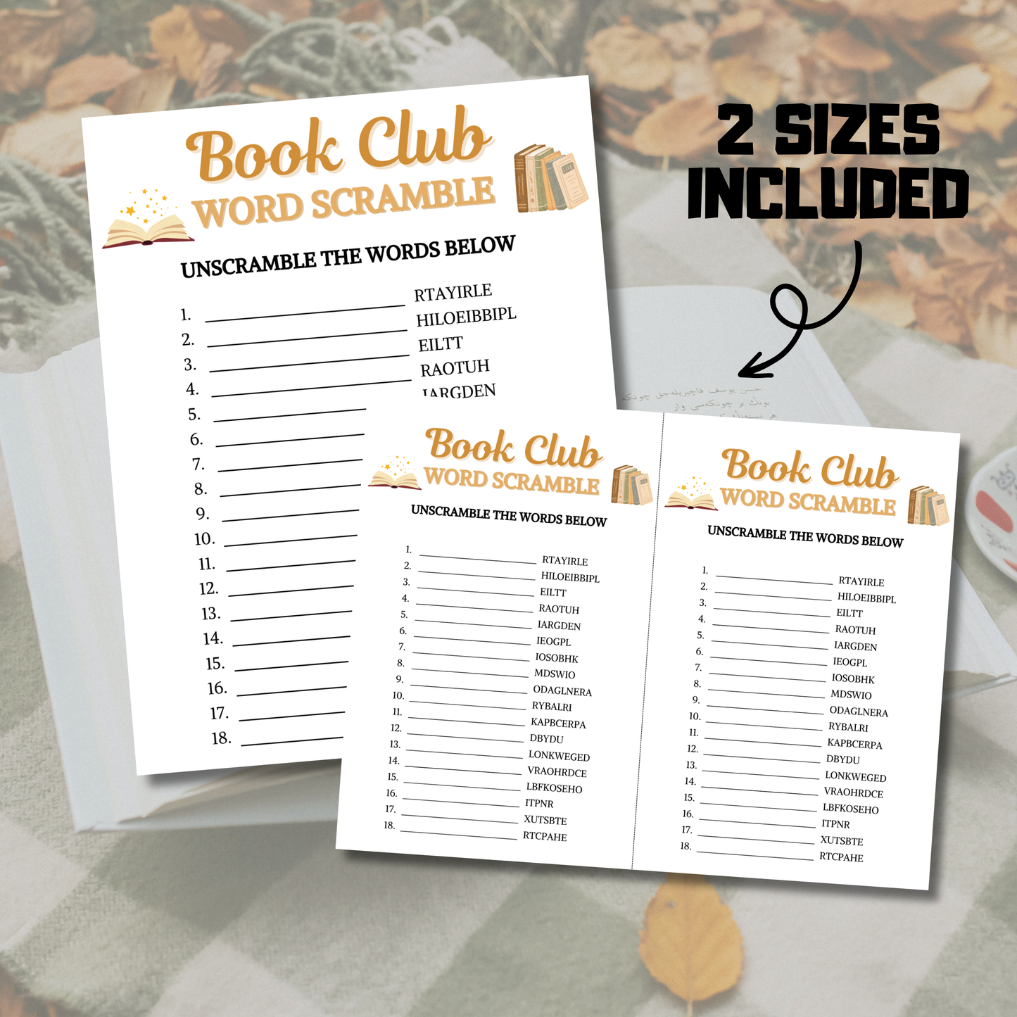 Book Club Word Scramble Game | Book Club Unscramble Game