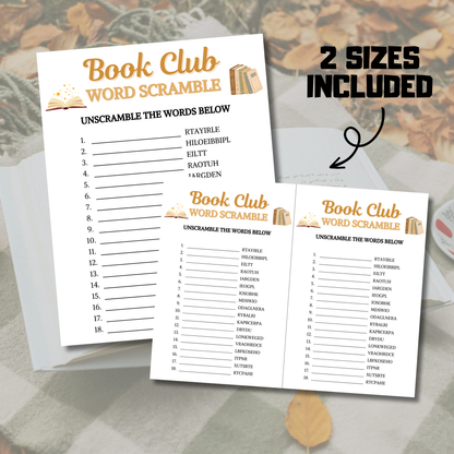 Book Club Word Scramble Game | Book Club Unscramble Game