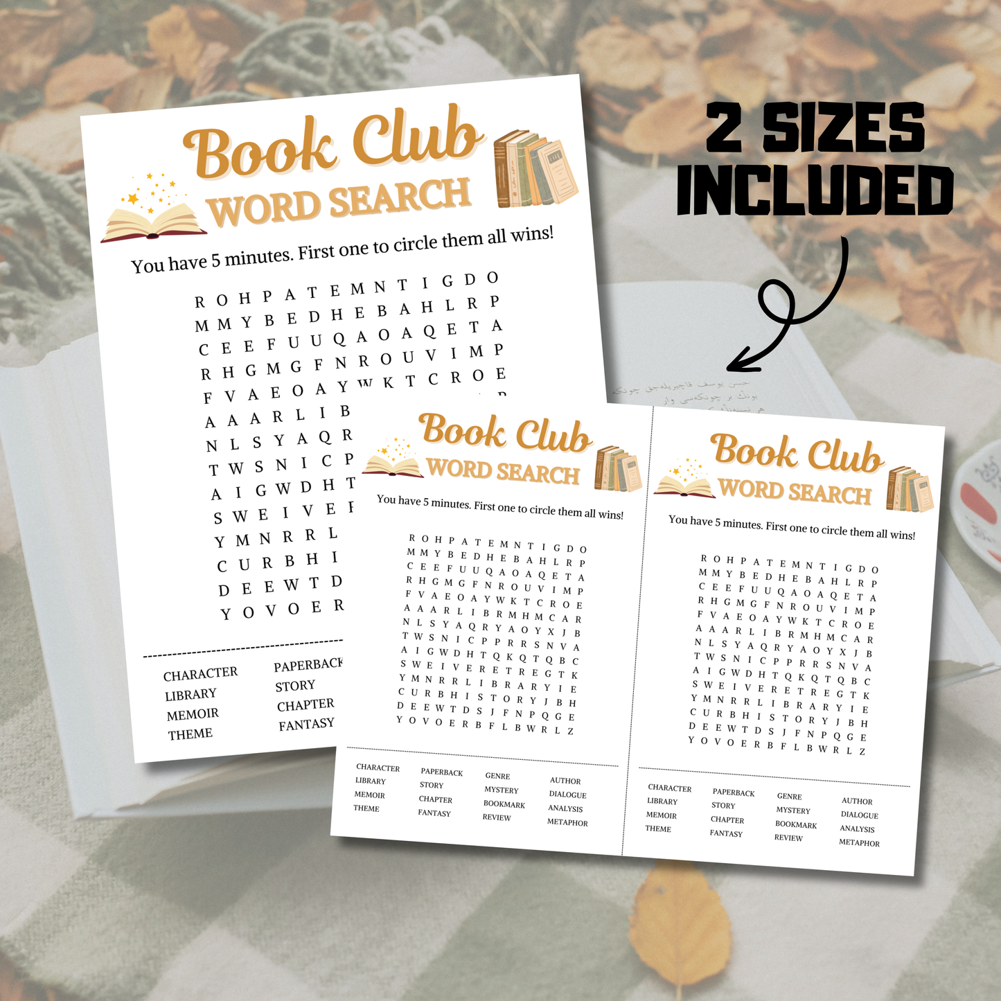 Book Club Word Search Game | Minimalist Book Club Word Find Game