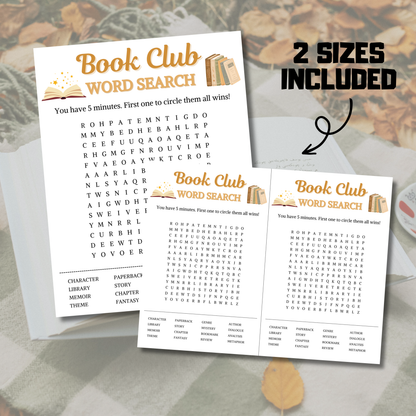 Book Club Word Search Game | Minimalist Book Club Word Find Game
