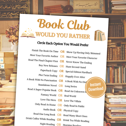 Book Club Would You Rather Game | Book Club This or That Game