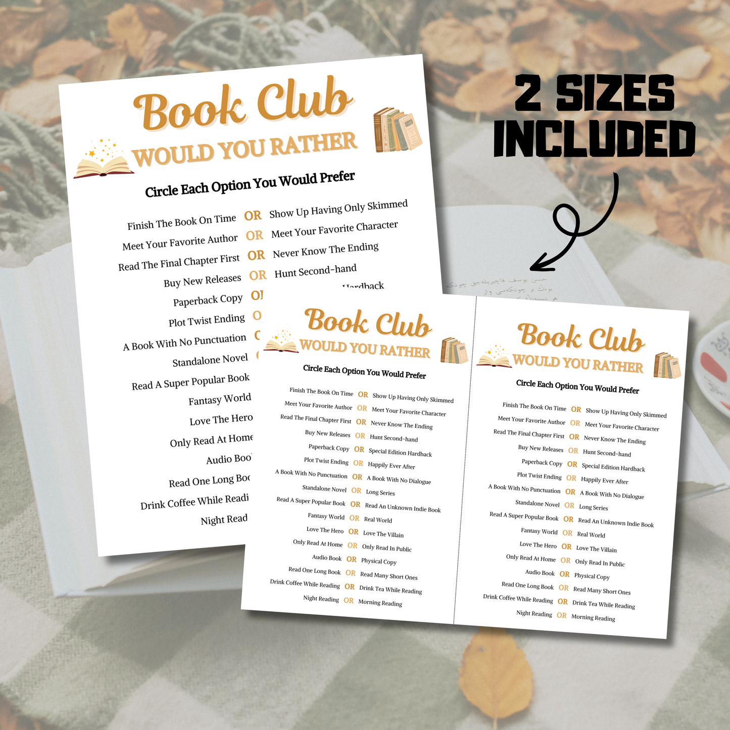 Book Club Would You Rather Game | Book Club This or That Game