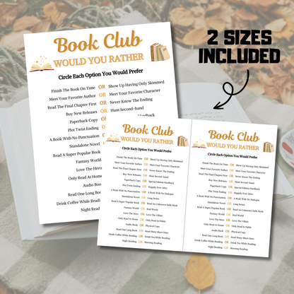 Book Club Would You Rather Game | Book Club This or That Game